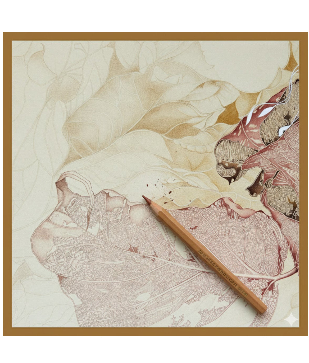One Leaf One Bodhi Illustrated Silk-Cotton Scarf (Small) | Silk-Cotton Blend