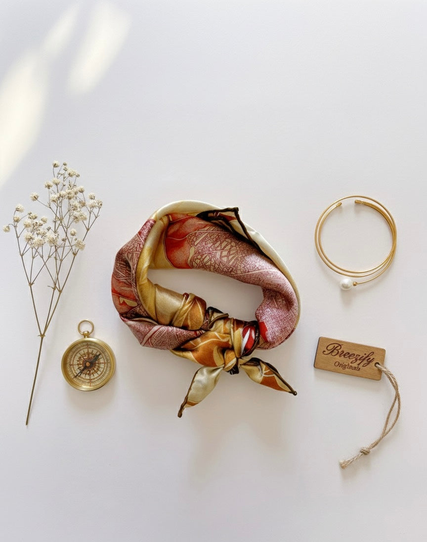 Luxury illustrated silk scarf - Perfect art gift for her in Singapore