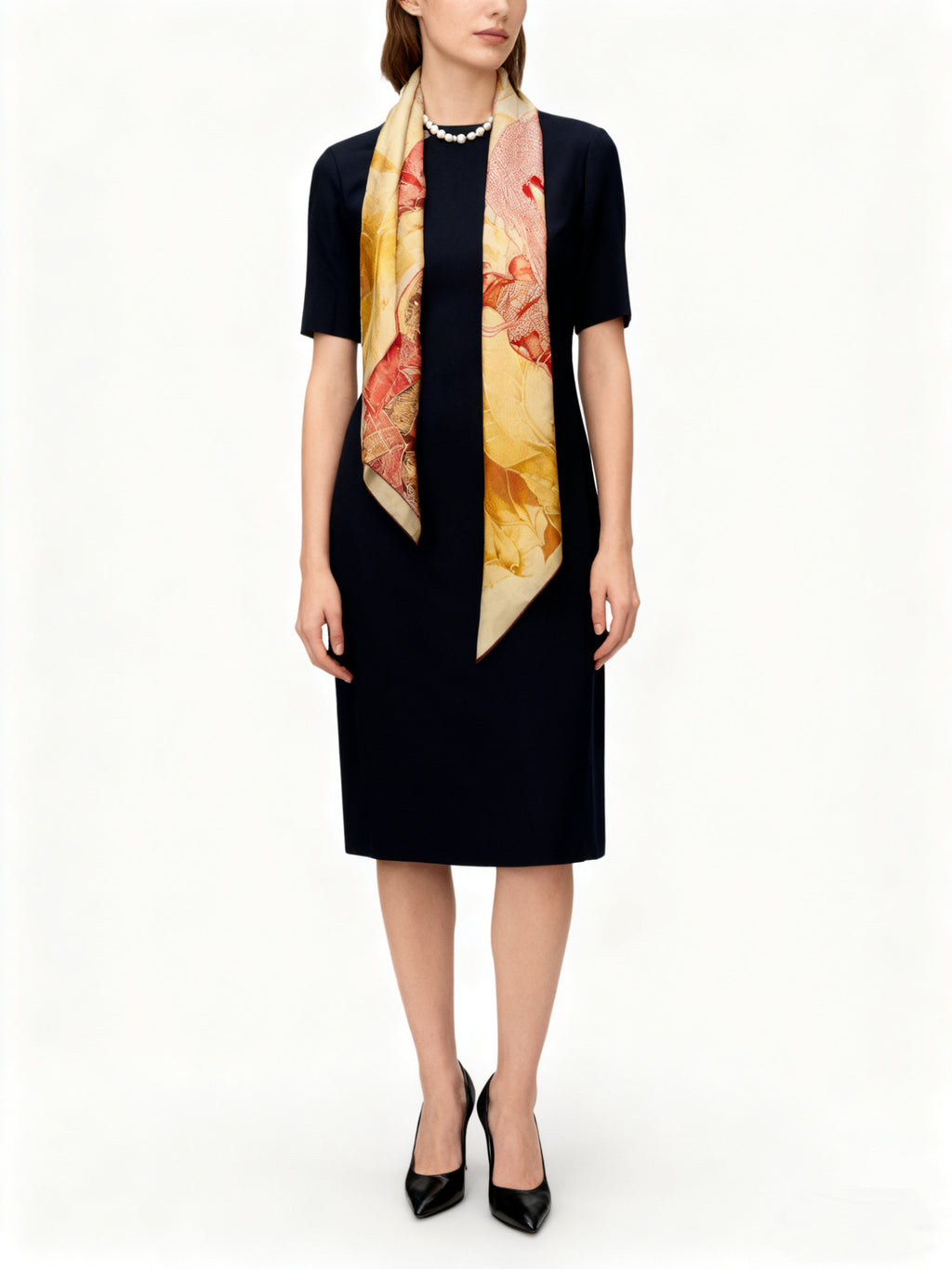 One Leaf One Bodhi Illustrated Silk Scarf (Large) | 100% Mulberry Silk