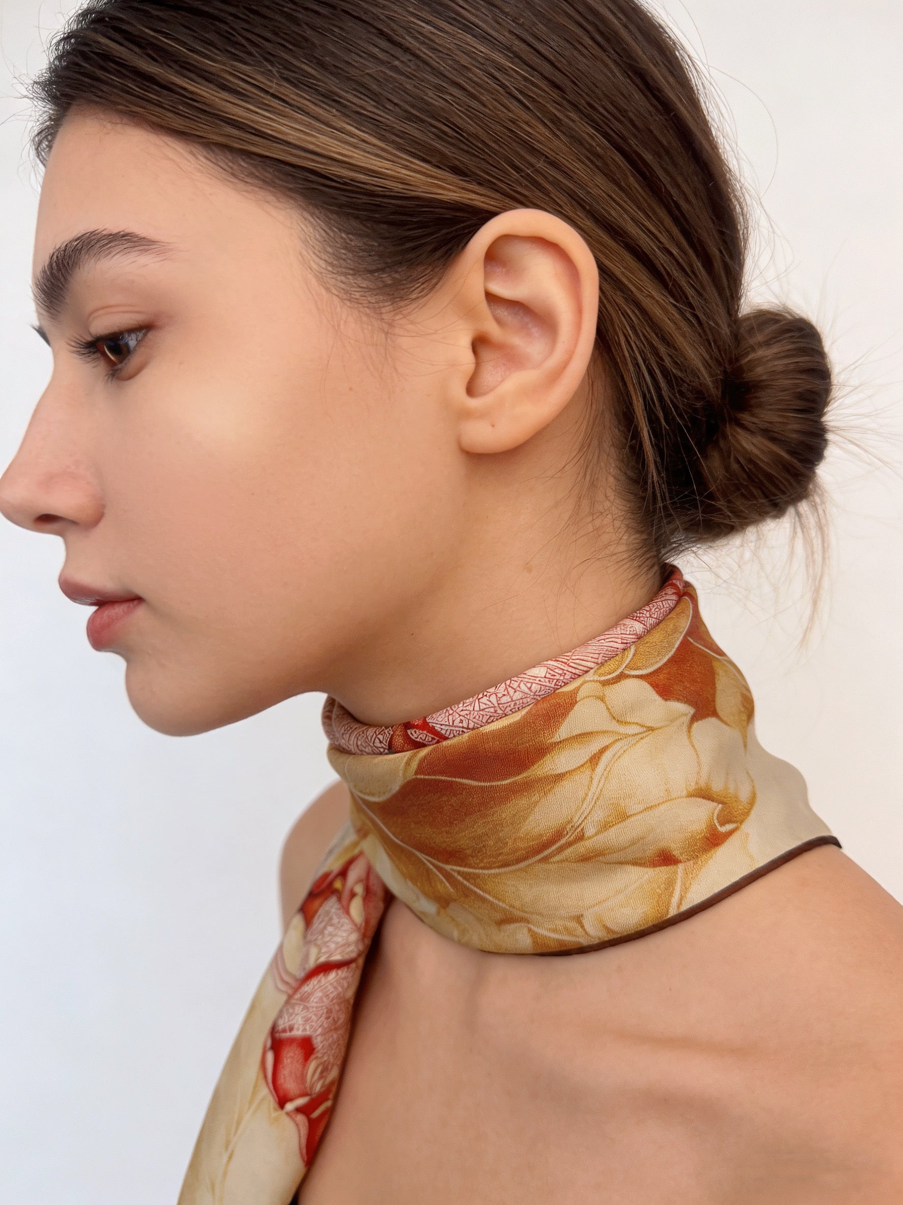 One Leaf One Bodhi Illustrated Silk Scarf (Large) | 100% Mulberry Silk