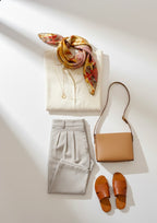 Styling an illustrated mulberry silk scarf with chic office wear