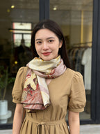 One Leaf One Bodhi Illustrated Silk Scarf (Medium) | 100% Mulberry Silk