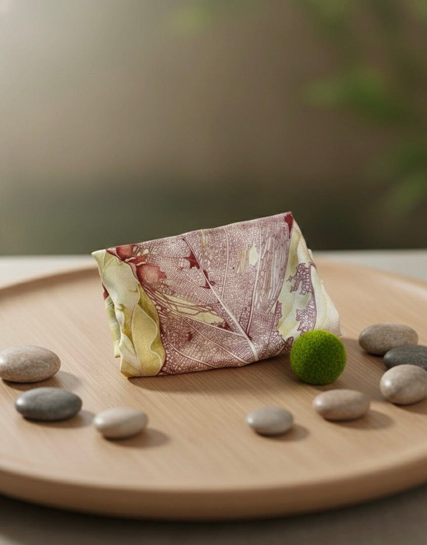 One Leaf One Bodhi Illustrated Silk Scarf (Medium) | 100% Mulberry Silk