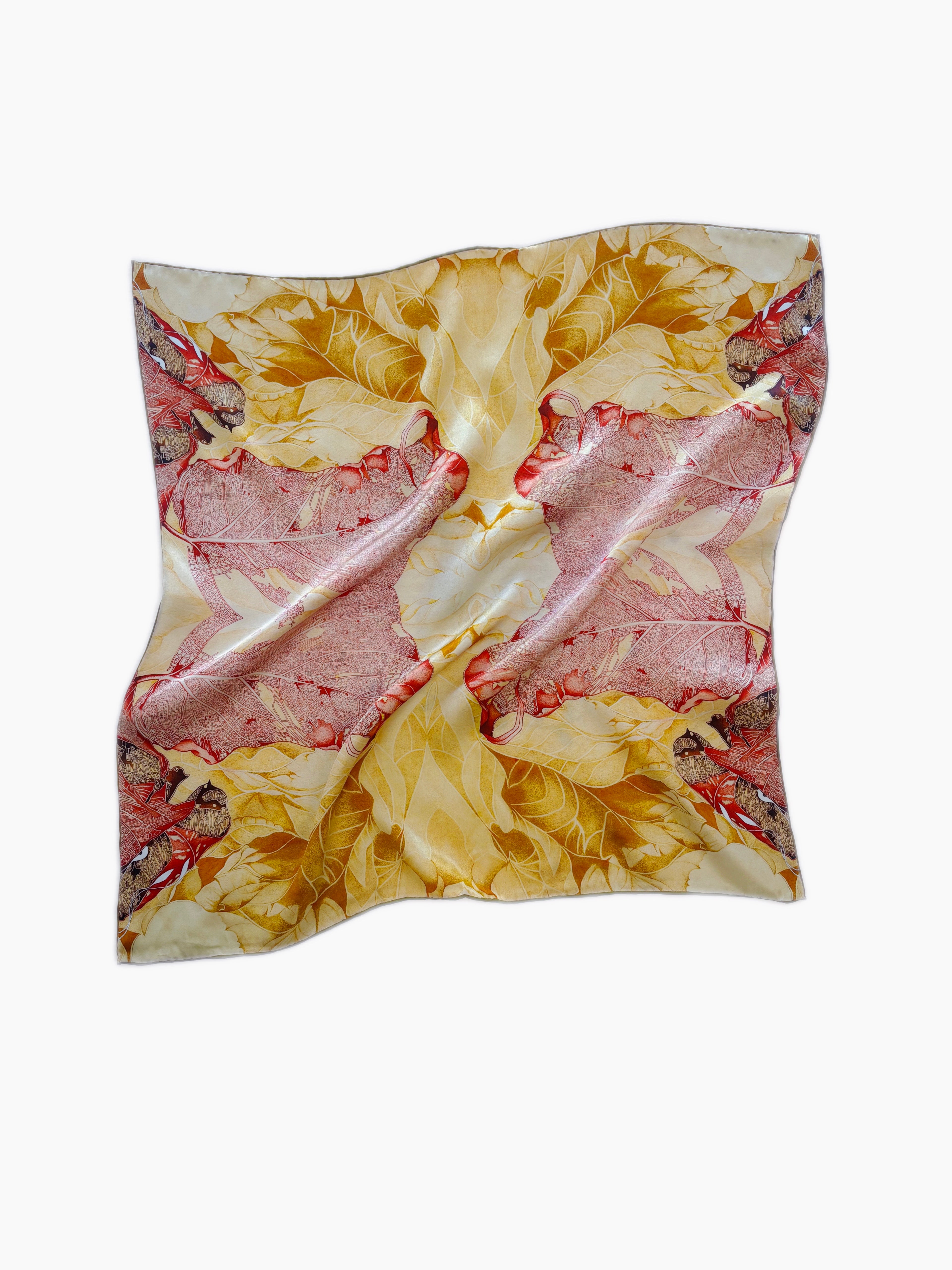 One Leaf One Bodhi Illustrated Silk Scarf (Medium) | 100% Mulberry Silk