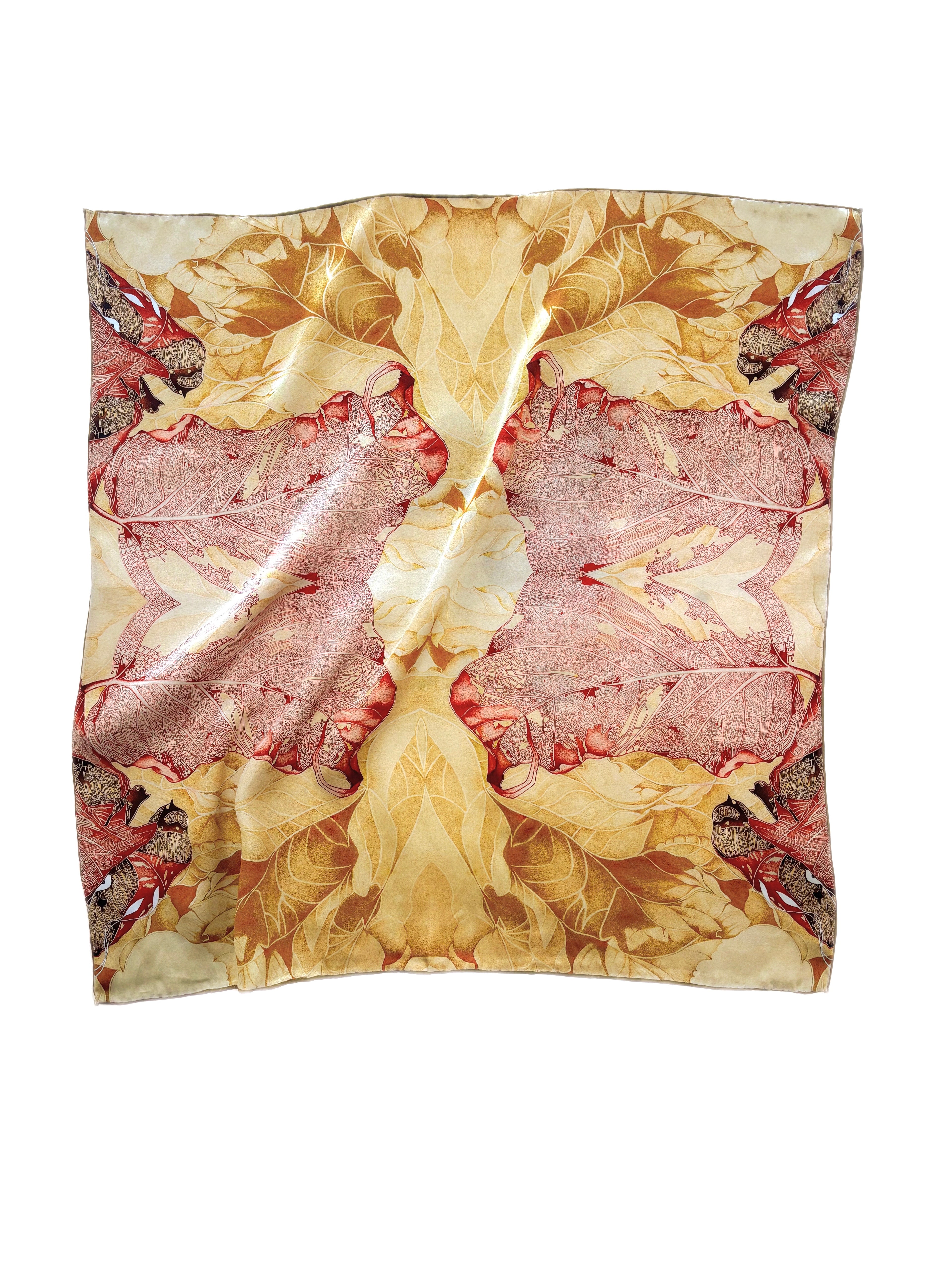 Close-up of hand-painted brushstroke details on Breezify silk scarf