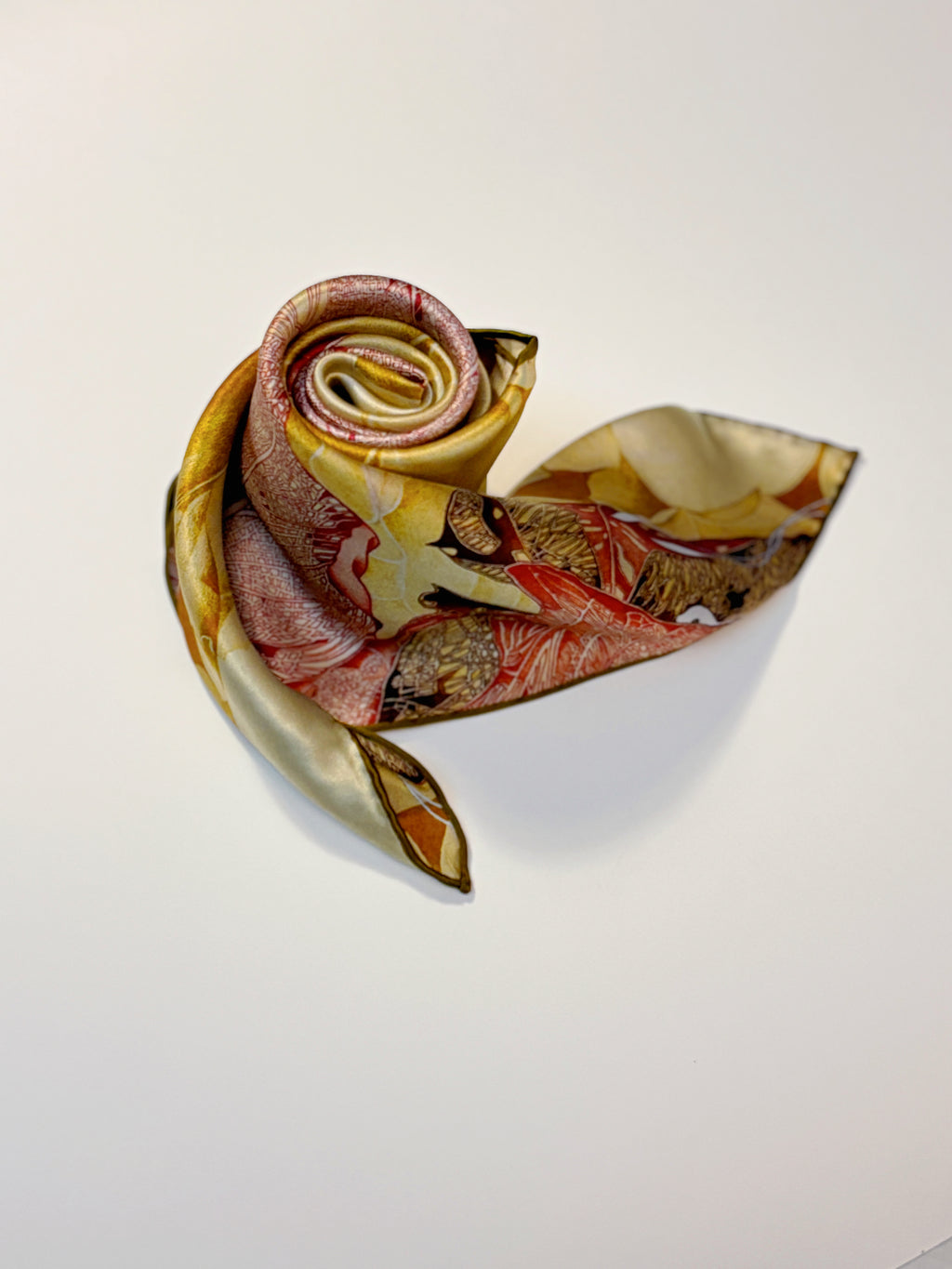 One Leaf One Bodhi Illustrated Silk Scarf (Medium) | 100% Mulberry Silk