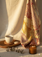 One Leaf One Bodhi - Large Illustrated Silk Scarf by Breezify - 100% Mulberry Silk